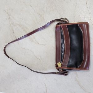 Vtg Classic Brahmin Shoulder Purse Bag Black and Brown Leather